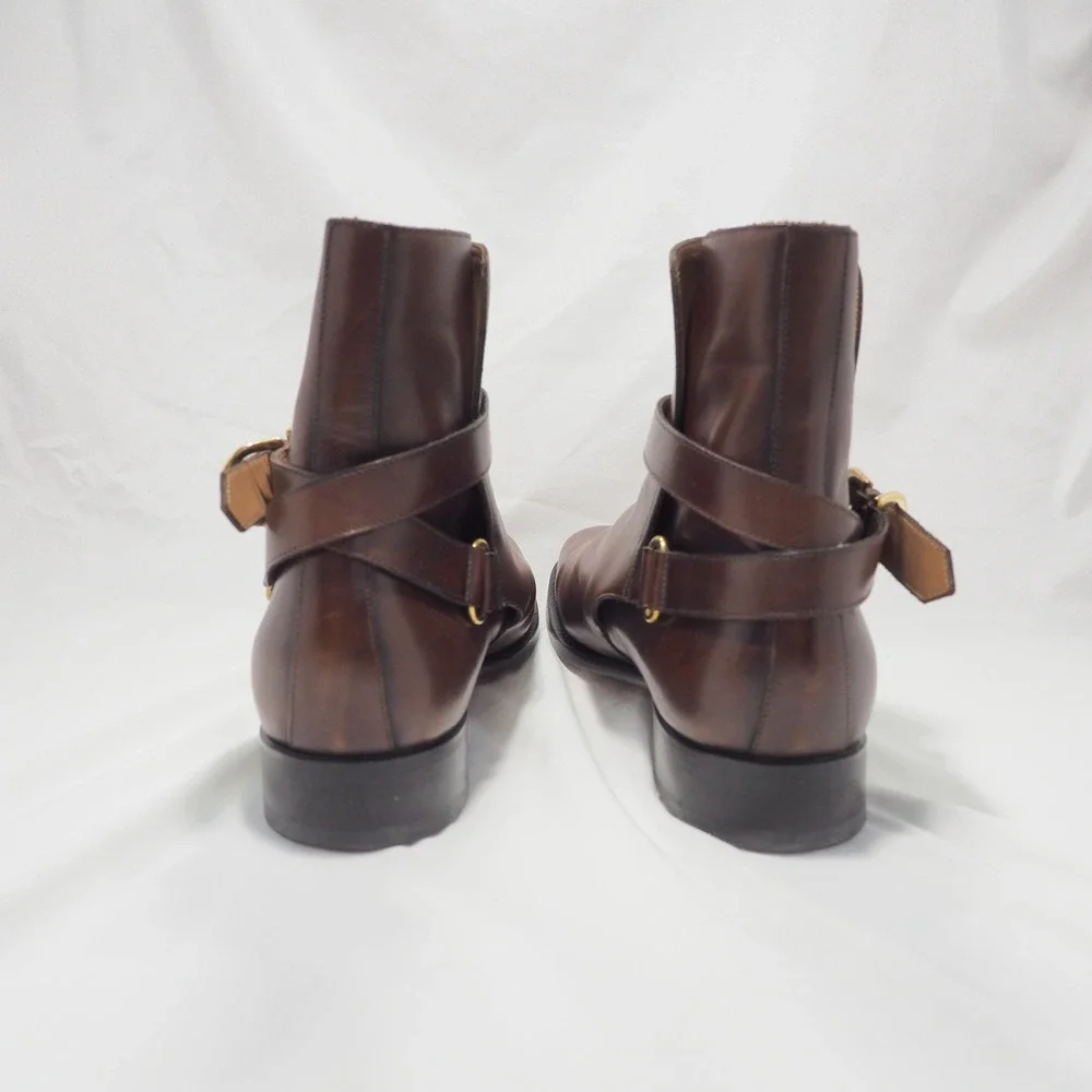 Ralph Lauren Wellington Jodhpur Boots Mens 10.5 Brown Leather Purple Label Italy